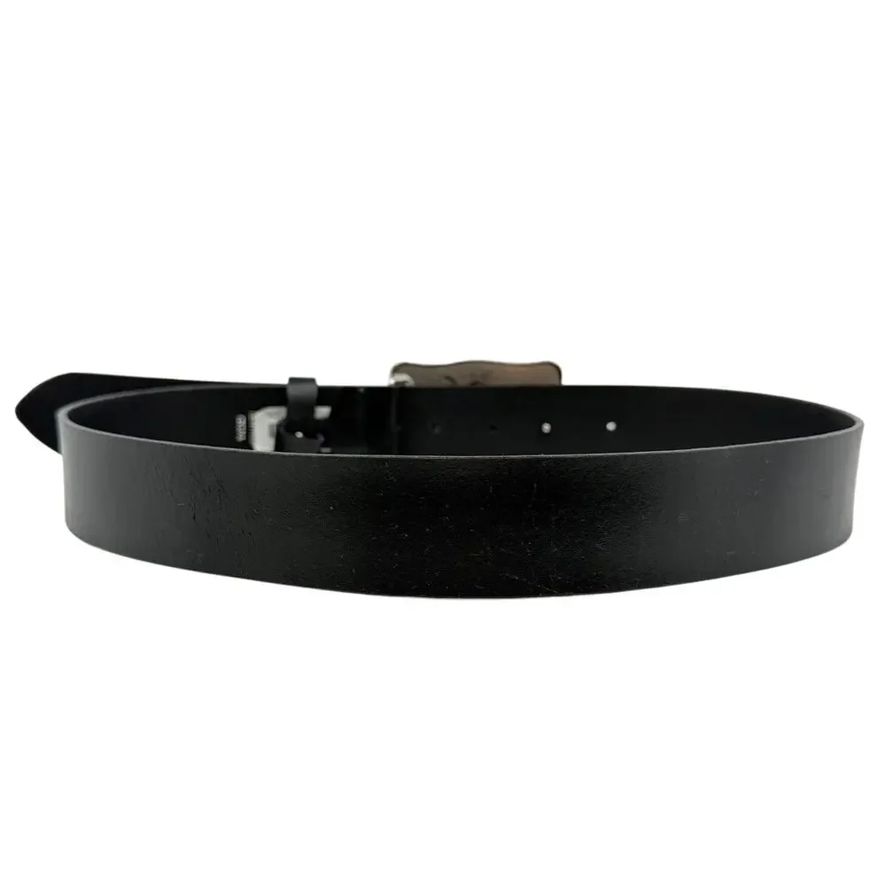 Vintage Express Leather Belt Rhinestone Cross Buckle Y2K Whimsygoth L